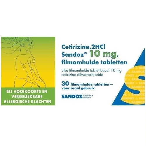 Cetirizine Sandoz 10 mg, 30 filmomhulde tabletten
