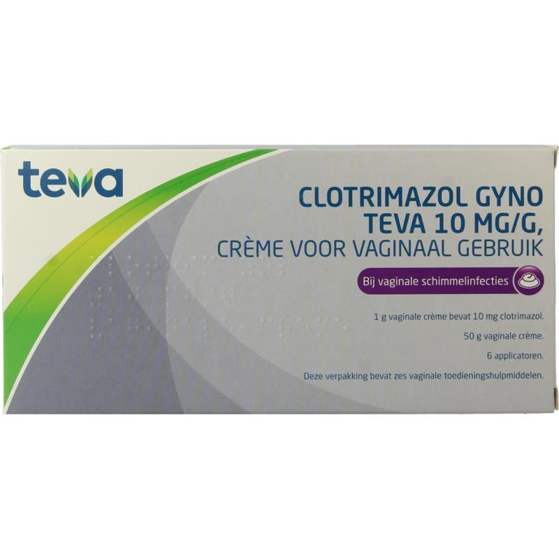 Clotrimazol Gyno TEVA 10 mg/g, crème voor vaginaal gebruik (zesdaagse behandeling)
