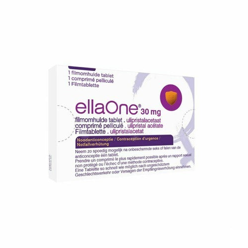 Ella One noodanticonceptie, eenmalige noodpil met 30 mg ulipristalacetaat, om zo nodig te gebruiken binnen 120 uur