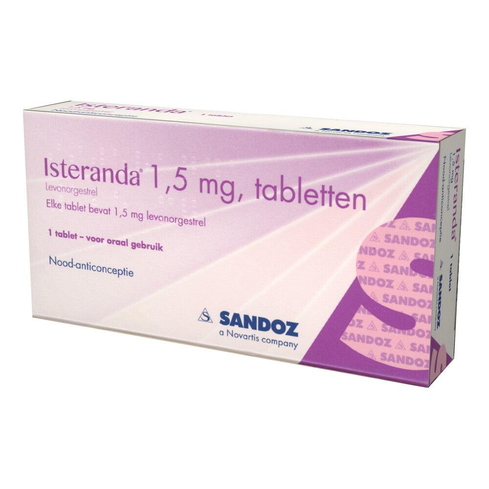 Isteranda noodanticonceptie, eenmalige noodpil met 1,5 mg levonorgestrel om zo nodig te gebruiken binnen 72 uur