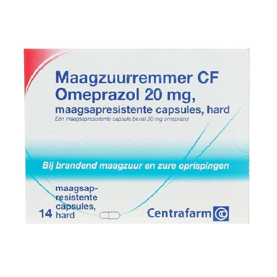 Maagzuurremmer, 14 maagsapresistente capsules met 20 mg omeprazol