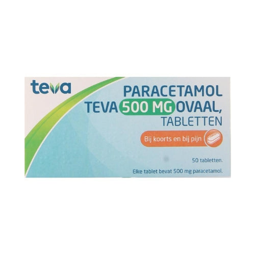 Paracetamol 500 mg TEVA, 50 ronde tabletten met breukstreep